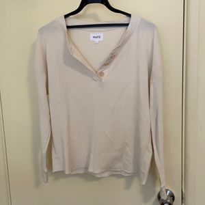 NWT MATE the Label Organic Thermal Henley in Bone Sz S